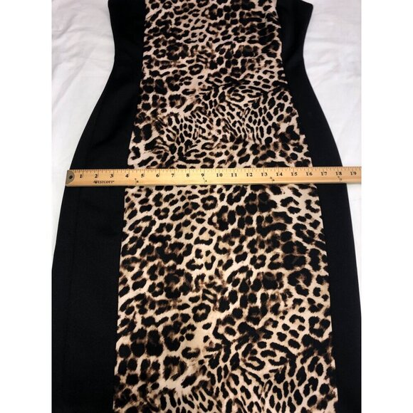 Vince Camuto Womens Size 6 Dress Leopard Animal Print Sheath Cap Sleeve Stretch - Picture 5 of 10